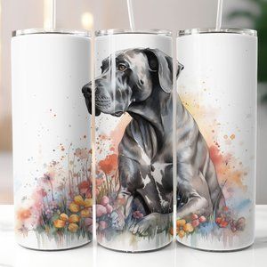 Grey Great Dane 20oz Stainless Steel Tumbler with‎ Straw and Lid